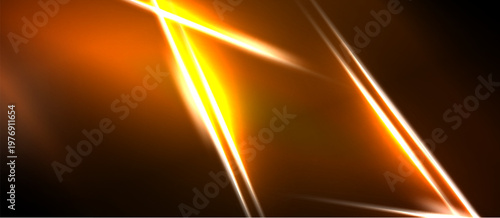 Abstract orange lines intersect dark background. Bright glow emanates from central point, creating dynamic visual effect.