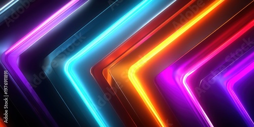 Abstract background with glowing neon lines in vibrant purple, blue, and orange hues