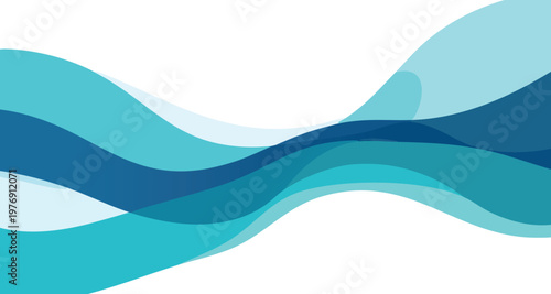 Abstract blue wave pattern with fluid curves on white background