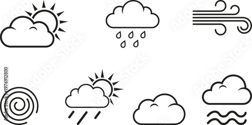 Various weather icons depicting different atmospheric conditions