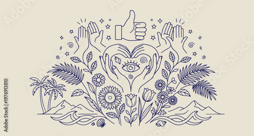 community love hand doodles, hand drawn connection sketches, aesthetic heart hand line art, creative togetherness element drawings, scrapbook love gesture set, minimal hand heart drawings, community s