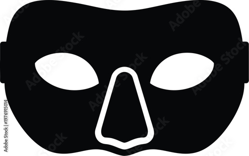 Black masquerade mask icon with black and white masquerade carnival disguise anonymous identity illustration silhouette