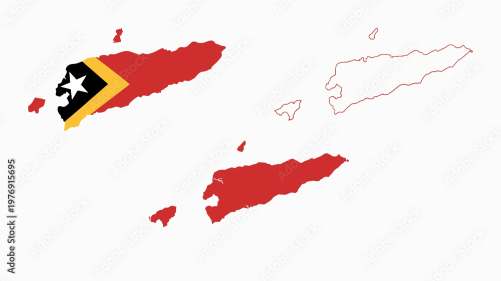 Fototapeta premium Set of Timor-Leste map isolated on white background, vector illustration design