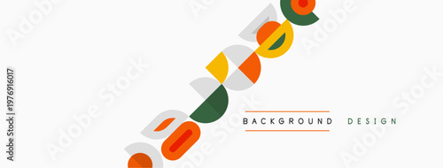Abstract colorful shapes form diagonal design. Minimalist background suggests modern aesthetic, clean presentation.