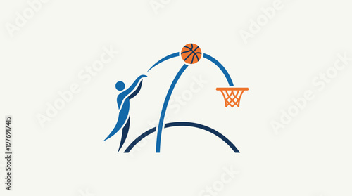Abstract Basketball Player Shooting a Hoop