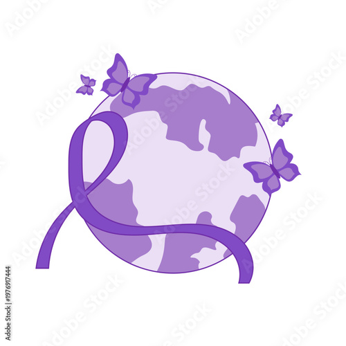 Purple Ribbon Global Awareness Illustration