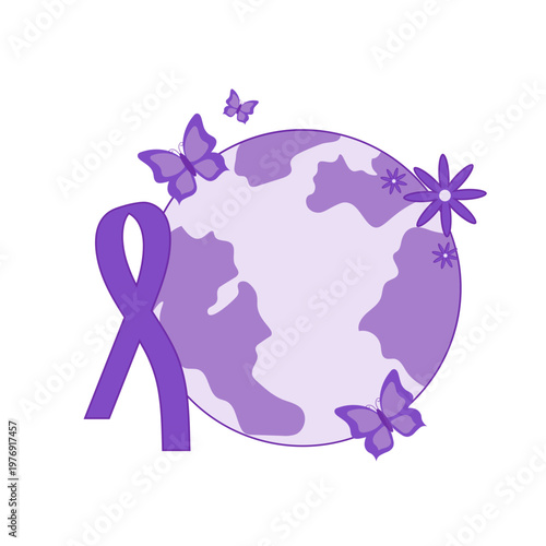 Global Purple Ribbon Awareness Illustration