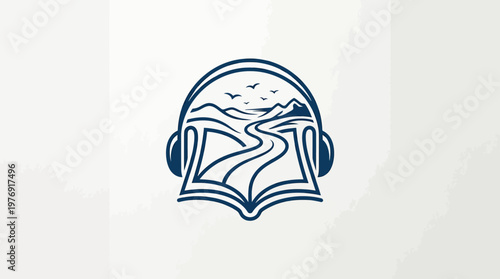 Audiobook Logo Representing Journey Nature and Learning