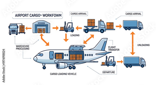 Airplane cargo loading process diagram.