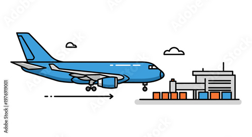 Airplane Taking Off from Airport Gate.