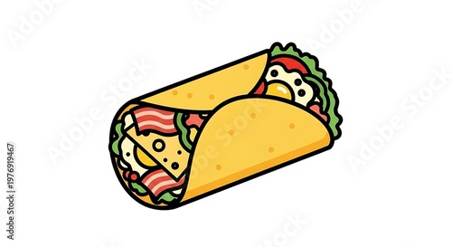 Taco with meat and vegetables.