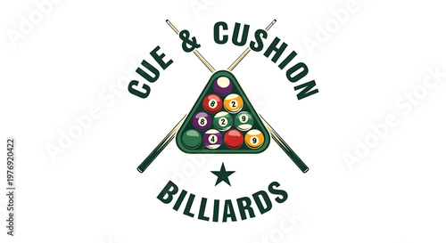 Cue and Cushion Billiards Logo Design.