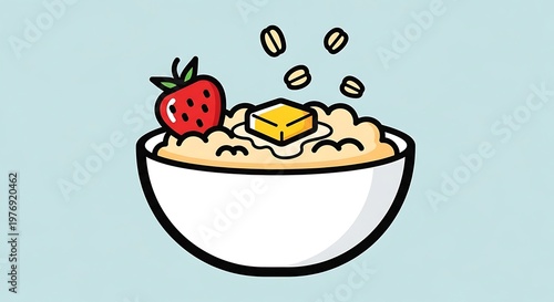 Breakfast bowl with strawberry butter.