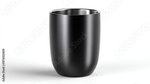 Realistic 3D render of a single matte black stainless steel tumbler on white background