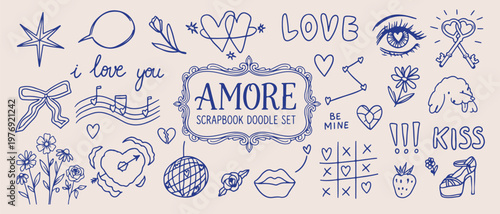 amore love heart doodles, romantic scrapbook frame art, hand drawn heart sketches, wedding love letter doodles, aesthetic romance line art, valentine heart doodle set, creative love border drawing
