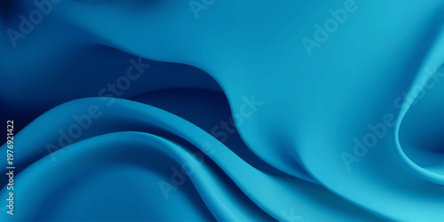 A smooth blue silk background featuring flowing satin waves and a soft wavy fabric texture for an abstract cloth wallpaper design