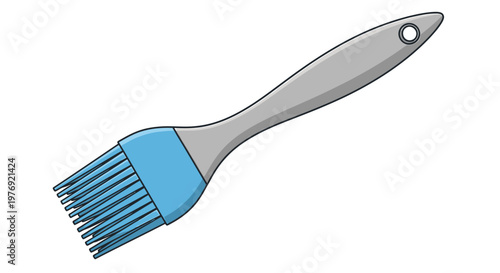 Detailed Illustration of a Blue and Gray Kitchen Basting Brush.