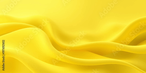 A smooth flowing golden silk fabric background with shiny yellow satin waves and a soft decorative textile drapery design