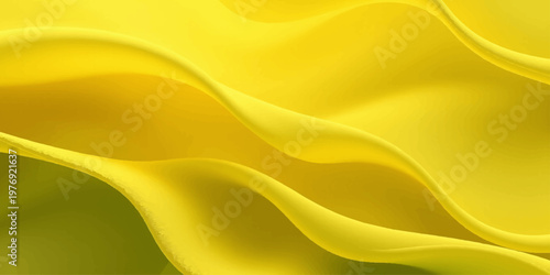 A smooth yellow satin and golden silk background featuring flowing waves of soft shiny fabric with a curved textile texture for a decorative wallpaper backdrop