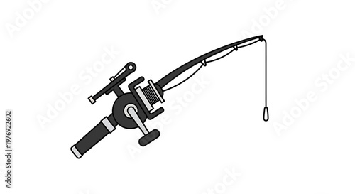 Detailed Illustration of a Fishing Rod Isolated on White Background.