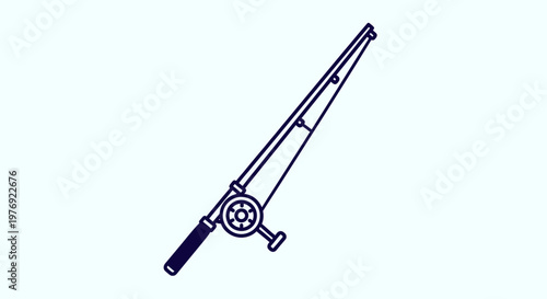 Detailed Illustration of a Fishing Rod with Reel and Line.