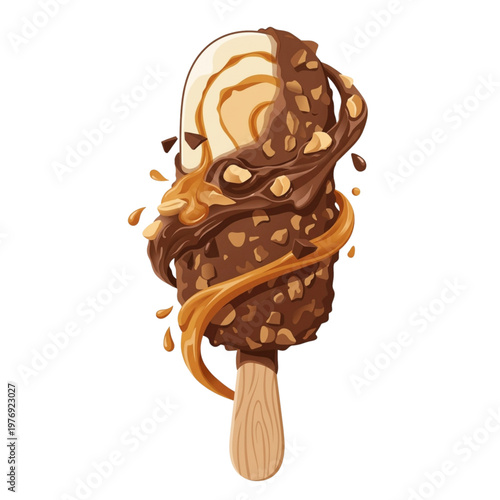 Melted Chocolate Caramel Ice Cream with Crunchy Peanut Sprinkles