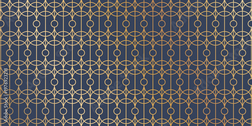 Luxury geometric gold line art and art deco background vector. Abstract geometric frame and elegant art nouveau with delicate. Illustration design for invitation, banner, vip, interior, decoration.