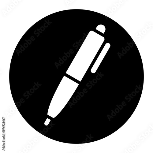 Pen Silhouette. Pen sign. Ball pen vector icon.