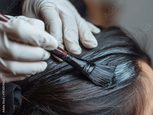 Professional Hair Dye Application Close Up
