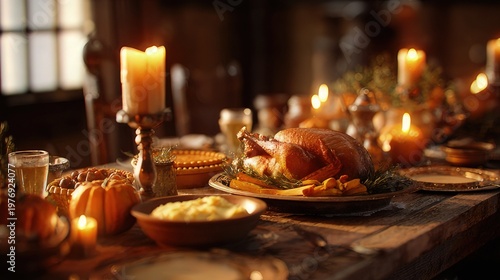 Cozy Candlelit Roast Dinner Table Setting
