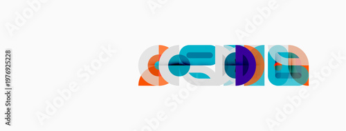 Abstract colorful shapes overlap, creating dynamic visual effect. Modern design, simple composition, vibrant hues present.