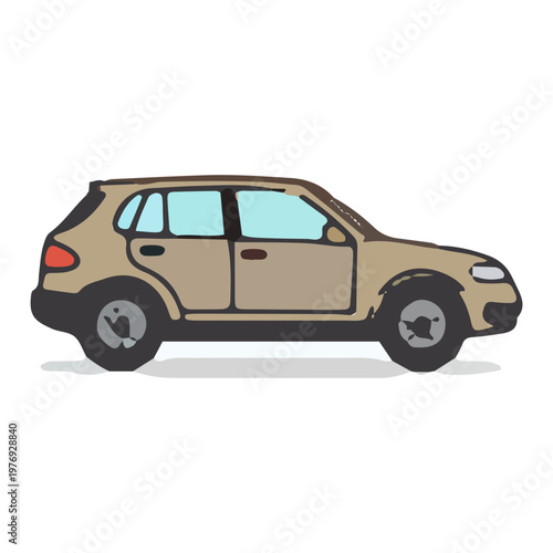 Tan SUV car vector illustration