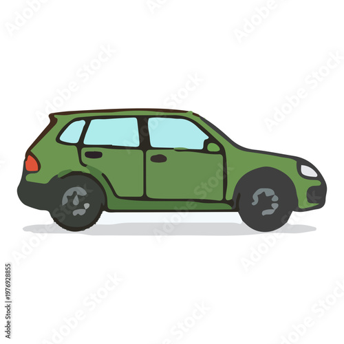 Green SUV Car Flat Illustration