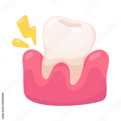 Aching Tooth in Gums with Lightning Illustration for Dental Health Awareness and Prevention