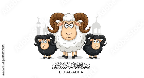 Funny cartoon sheep illustration for Eid al-Adha festival