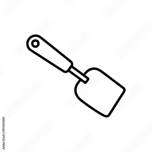 Simple line drawing of a shovel with handle and hole  gardening tool
