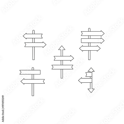 minimalist direction signpost icons with arrows for navigation and decision making