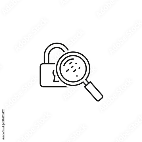 digital privacy concept with magnifying glass inspecting padlock icon