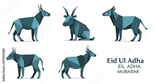 Low Poly Geometric Sheep and Goat Illustrations for Eid Ul Adha