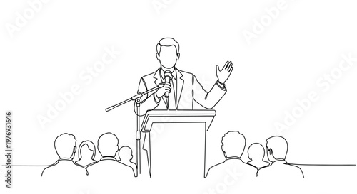 A man giving a speech to an audience.