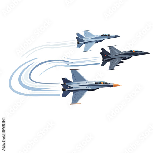 Three Fighter Jets Flying in Formation with Contrails