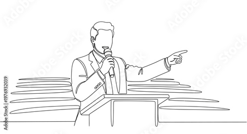 A man giving a presentation with a microphone.