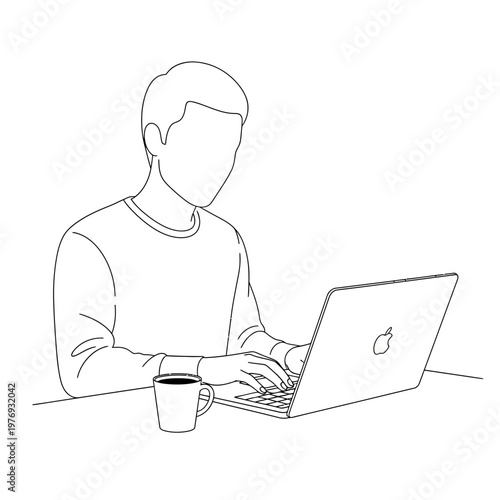 faceless freelancer working on laptop, remote work concept