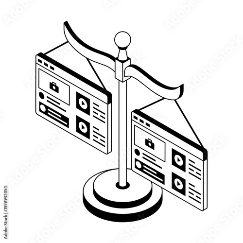 An isometric style icon showing an ab testing
