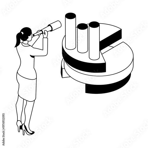 Icon depicting a predictive forecasting in isometric style
