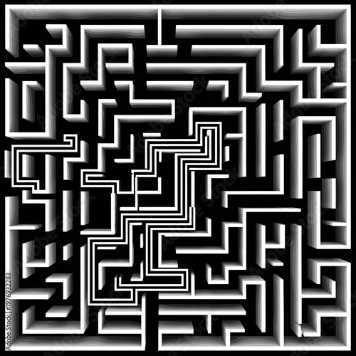 black and white maze pattern abstract background for problem solving design