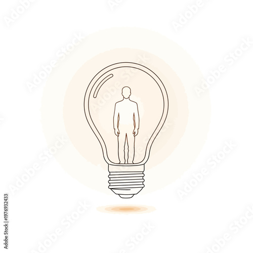Hand-drawn light bulb sketch with glowing idea concept on transparent background
