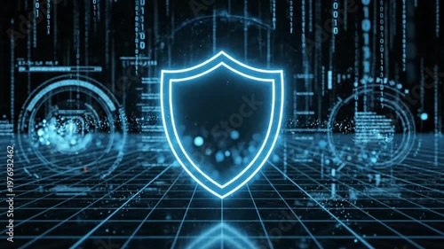 Blue digital shield protecting data in binary code network