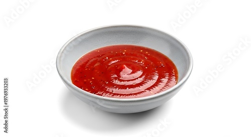 Red Tomato Sauce in White Bowl Isolated on White Background