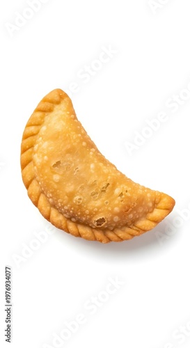 Golden Empanada Isolated on White
